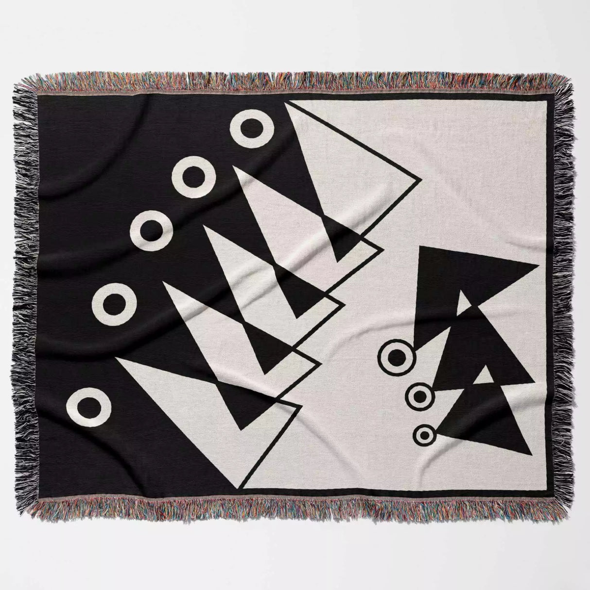 Geometric Art Black and White Woven Throw Blanket - DesignerOllie.com