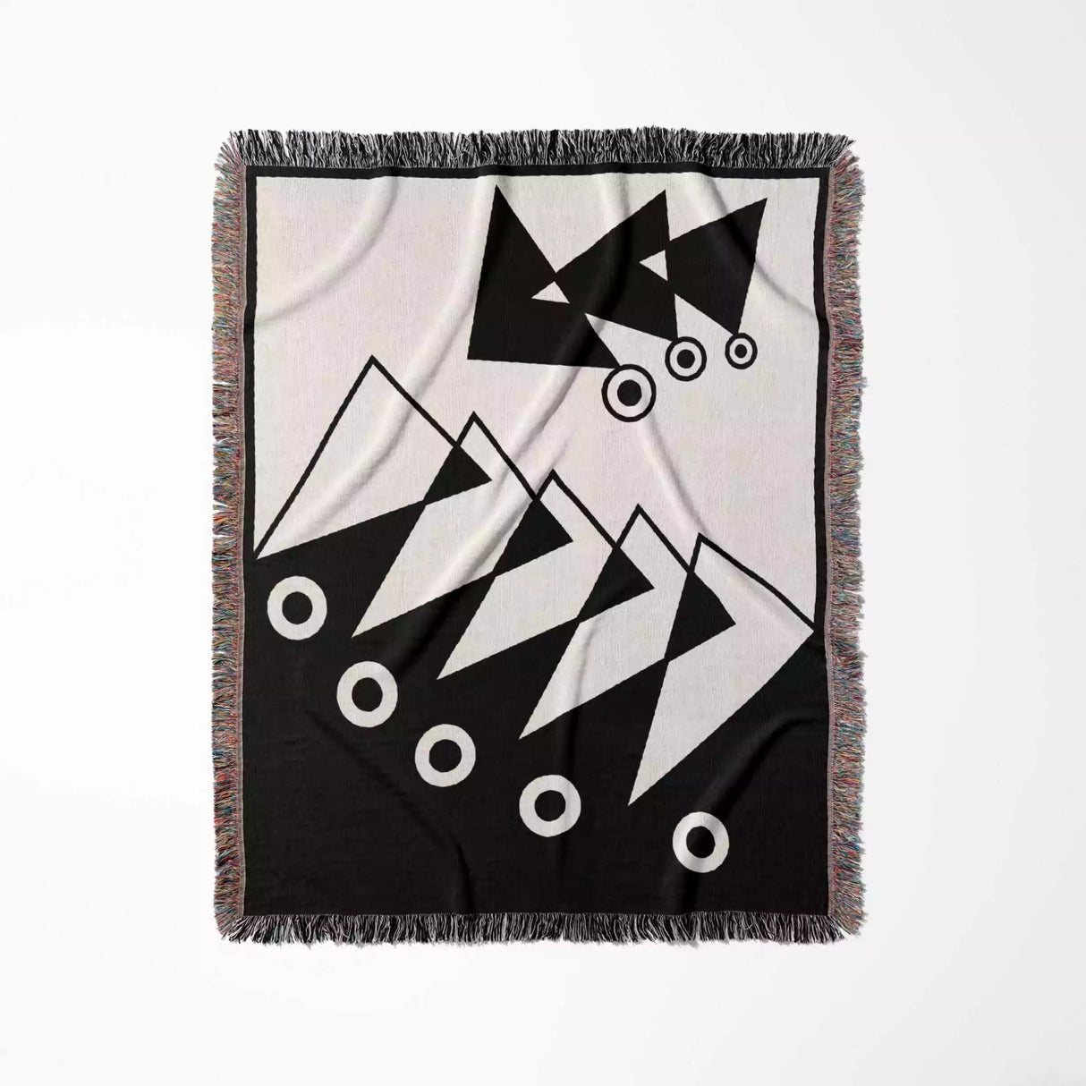 Geometric Art Black and White Woven Throw Blanket - DesignerOllie.com