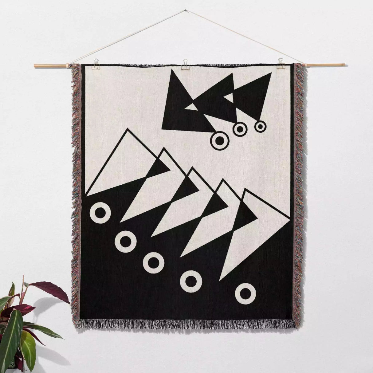 Geometric Art Black and White Woven Throw Blanket - DesignerOllie.com