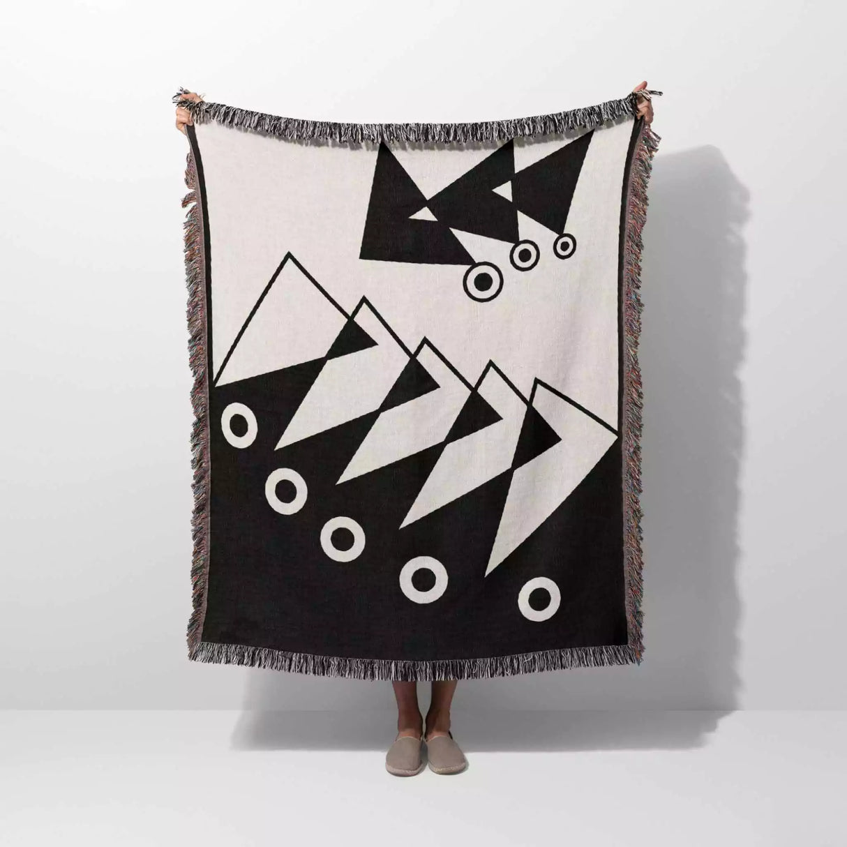 Geometric Art Black and White Woven Throw Blanket - DesignerOllie.com