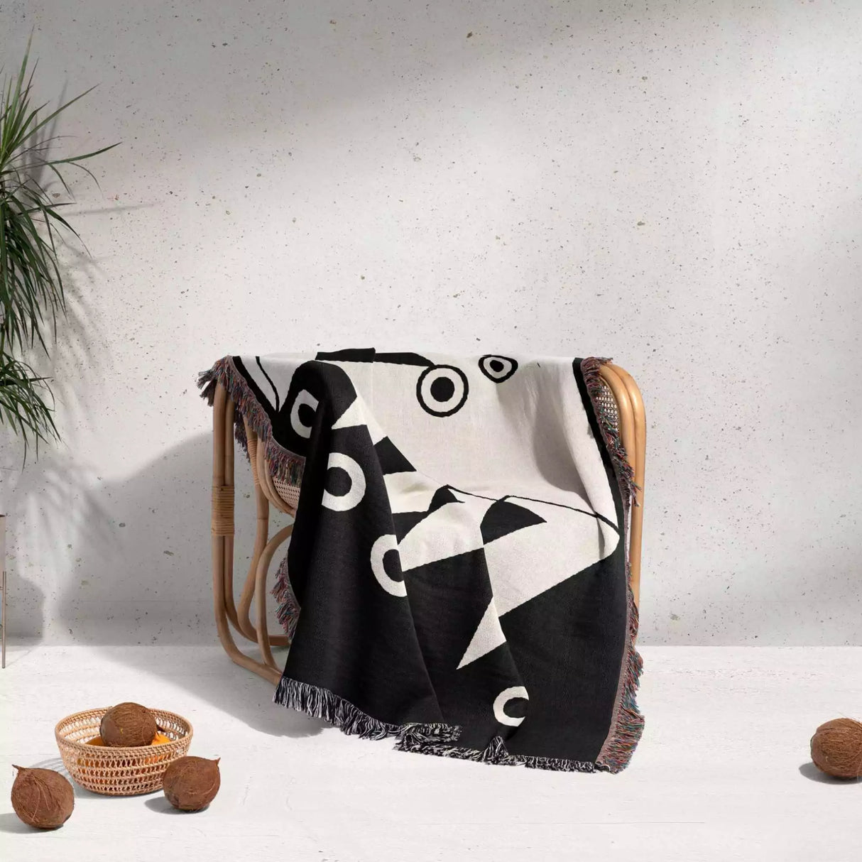 Geometric Art Black and White Woven Throw Blanket - DesignerOllie.com