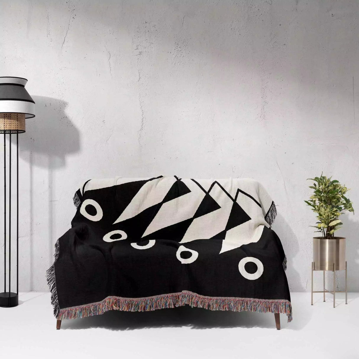 Geometric Art Black and White Woven Throw Blanket - DesignerOllie.com
