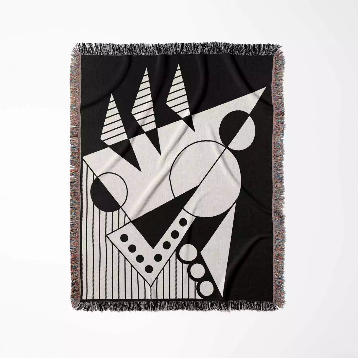 Geometric Design Black and White Woven Throw Blanket - DesignerOllie.com