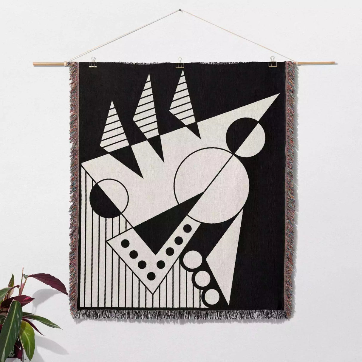 Geometric Design Black and White Woven Throw Blanket - DesignerOllie.com