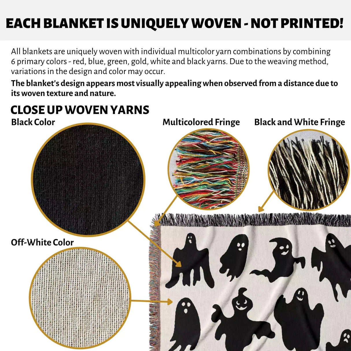Ghosts Woven Throw Blanket for Halloween Spooky Decor - DesignerOllie.com