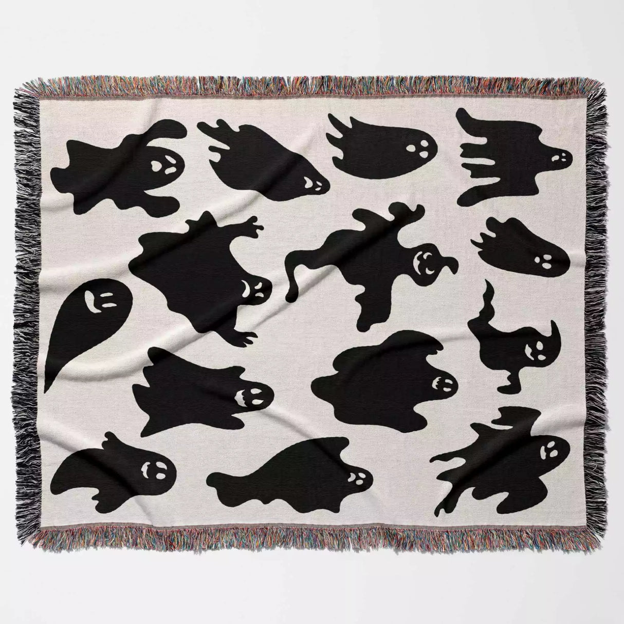 Ghosts Woven Throw Blanket for Halloween Spooky Decor - DesignerOllie.com