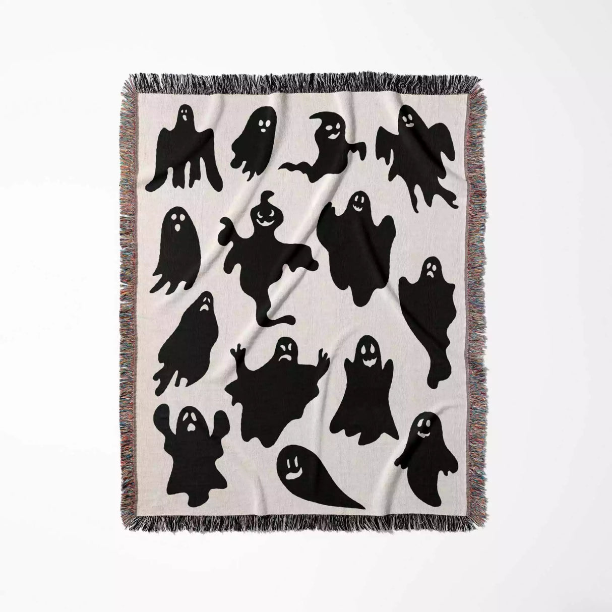 Ghosts Woven Throw Blanket for Halloween Spooky Decor - DesignerOllie.com