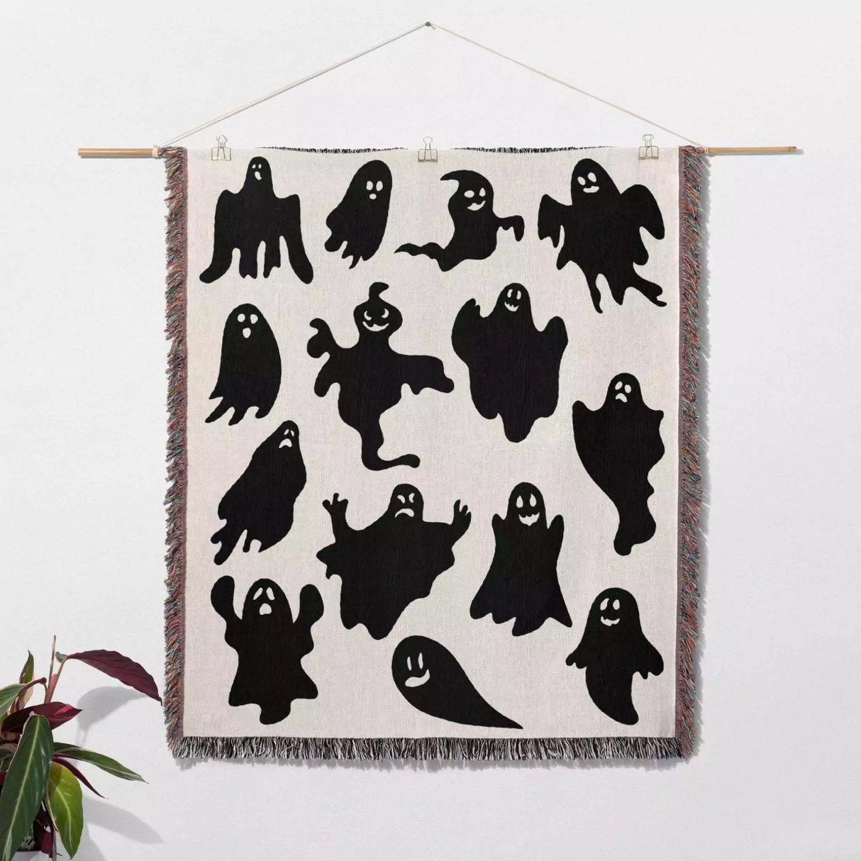 Ghosts Woven Throw Blanket for Halloween Spooky Decor - DesignerOllie.com