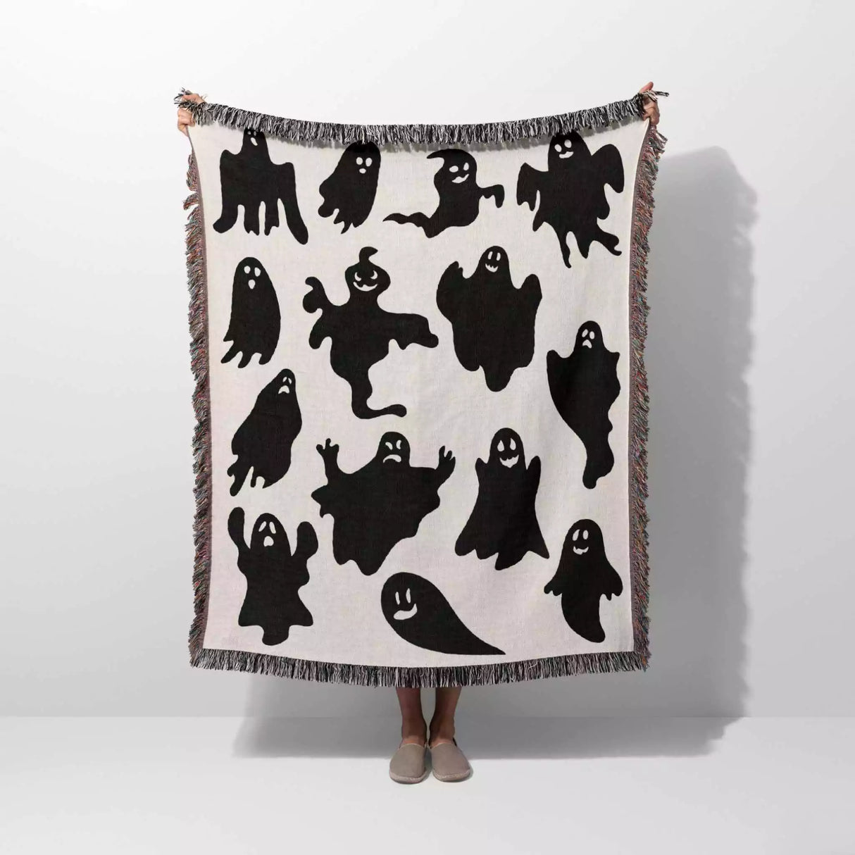 Ghosts Woven Throw Blanket for Halloween Spooky Decor - DesignerOllie.com