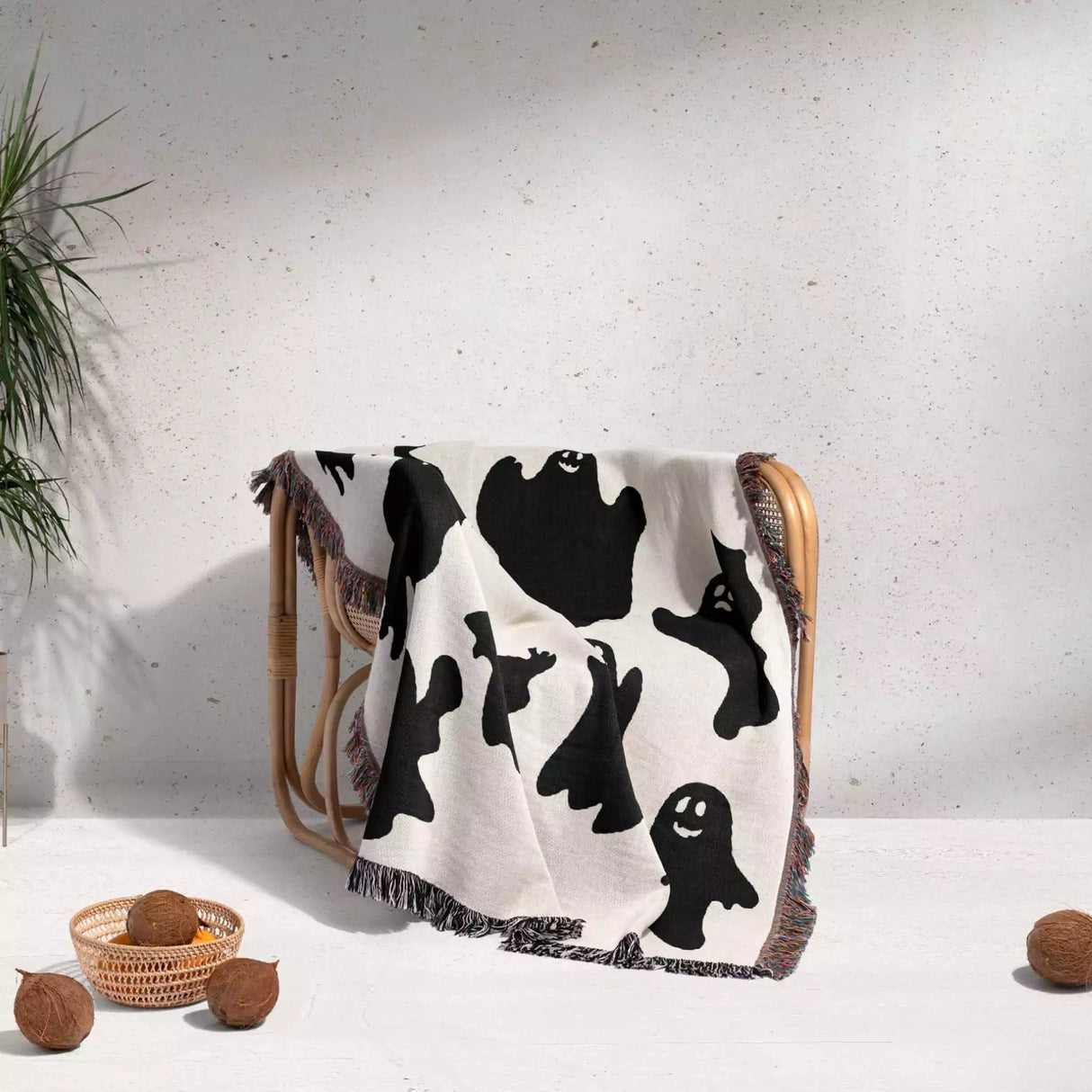 Ghosts Woven Throw Blanket for Halloween Spooky Decor - DesignerOllie.com