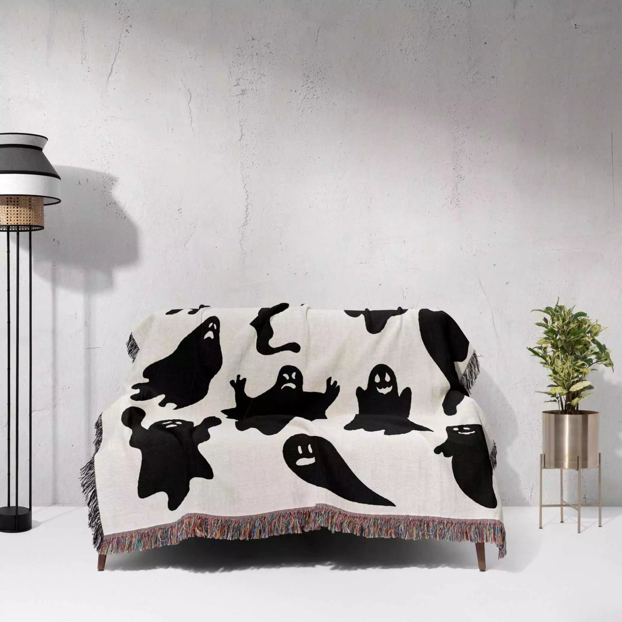 Ghosts Woven Throw Blanket for Halloween Spooky Decor - DesignerOllie.com