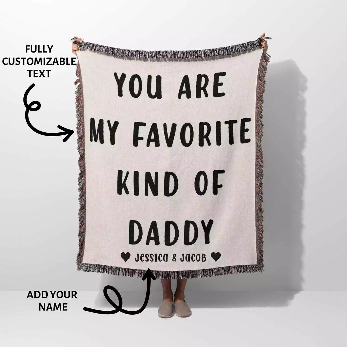 Gift for Daddy for Father’s Day, Birthday, Christmas Gift Idea, Personalized Woven Throw Blanket - DesignerOllie.com