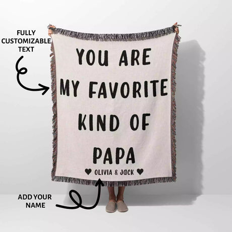 Gift for Papa for Father’s Day, Birthday, Christmas Gift Idea, Personalized Woven Throw Blanket - DesignerOllie.com