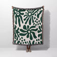 Groovy Corals Forest Green Woven Throw Blanket and Tapestry - DesignerOllie.com