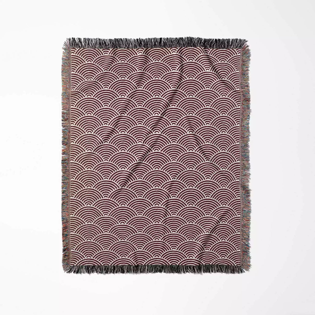 Japanese Wave Red Pattern Woven Throw Blanket and Tapestry - DesignerOllie.com
