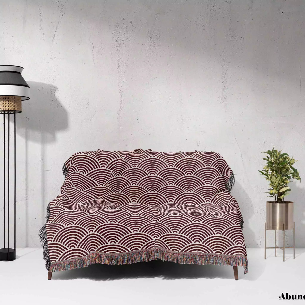 Japanese Wave Red Pattern Woven Throw Blanket and Tapestry - DesignerOllie.com