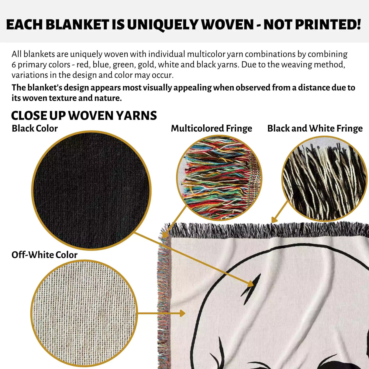 Large Skull Black and White Woven Throw Blanket - DesignerOllie.com