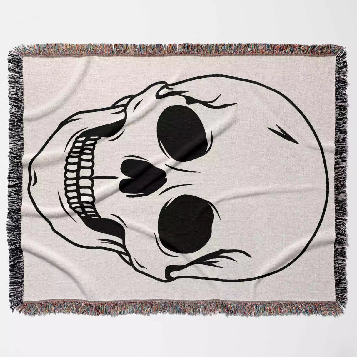 Large Skull Black and White Woven Throw Blanket - DesignerOllie.com