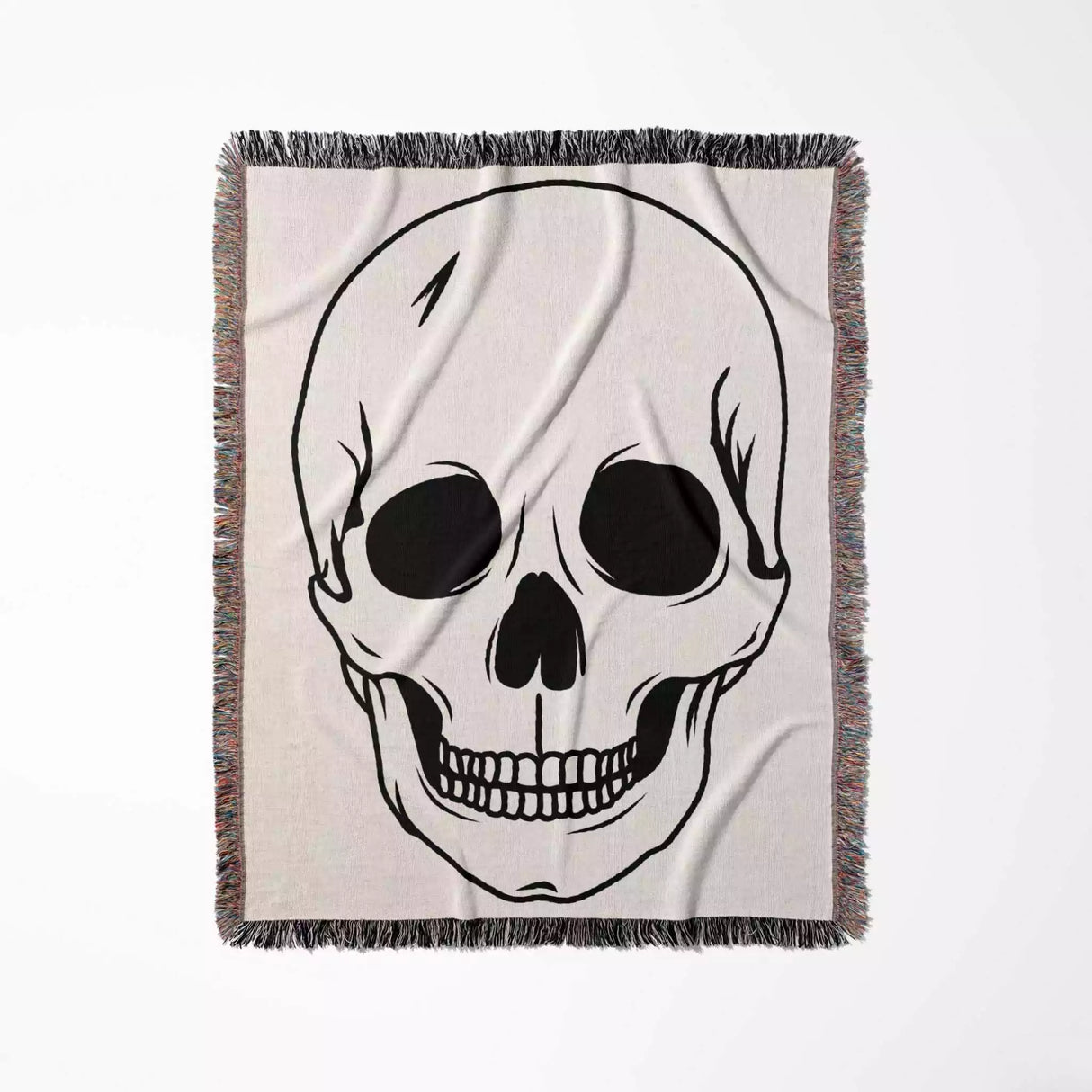 Large Skull Black and White Woven Throw Blanket - DesignerOllie.com