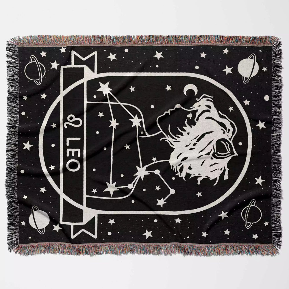 Leo Zodiac Sign Astrology Woman Woven Throw Blanket Tapestry - DesignerOllie.com