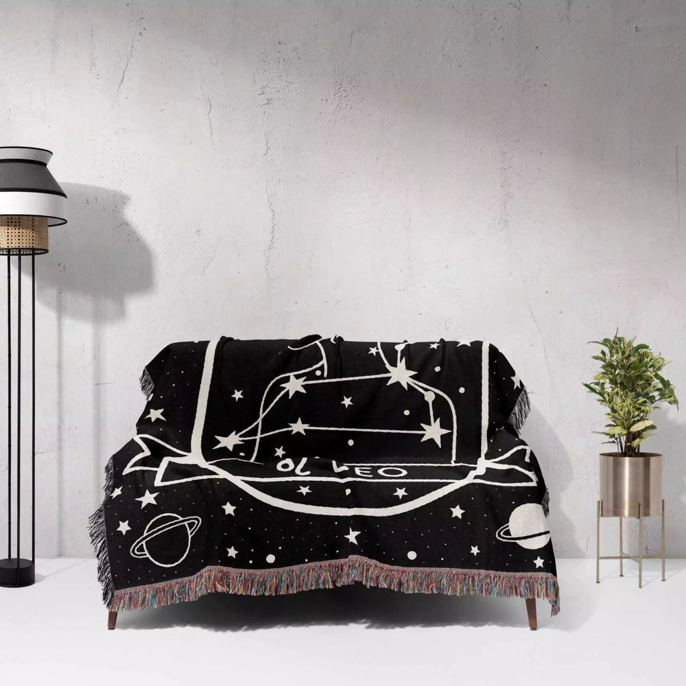 Leo Zodiac Sign Astrology Woman Woven Throw Blanket Tapestry - DesignerOllie.com