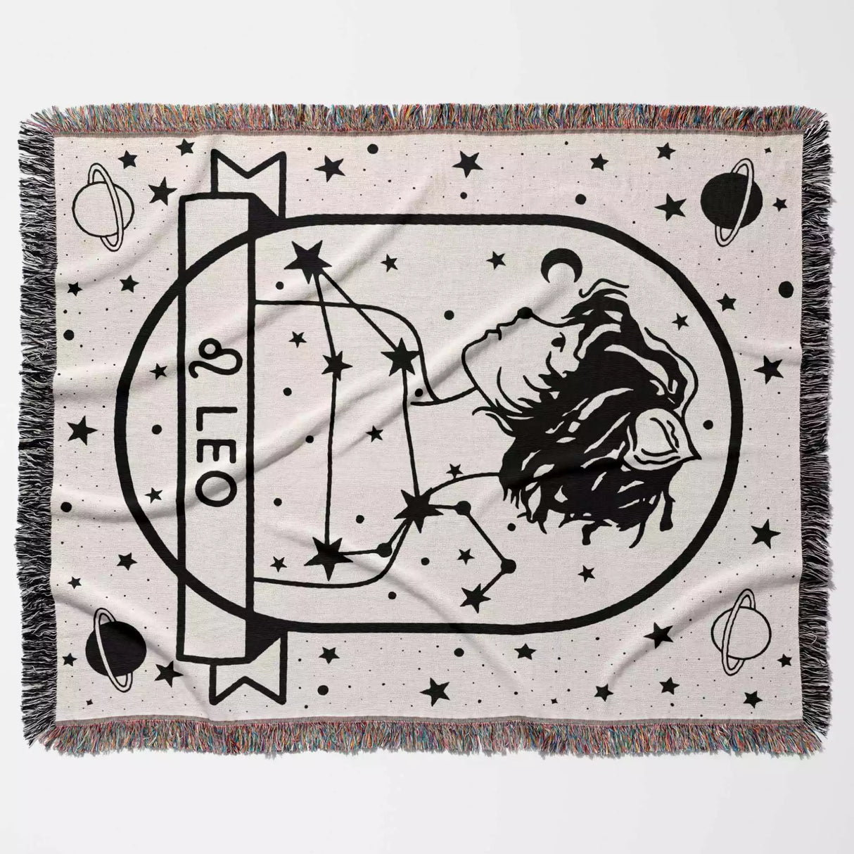 Leo Zodiac Sign Astrology Woman Woven Throw Blanket and Tapestry Blanket - DesignerOllie.com