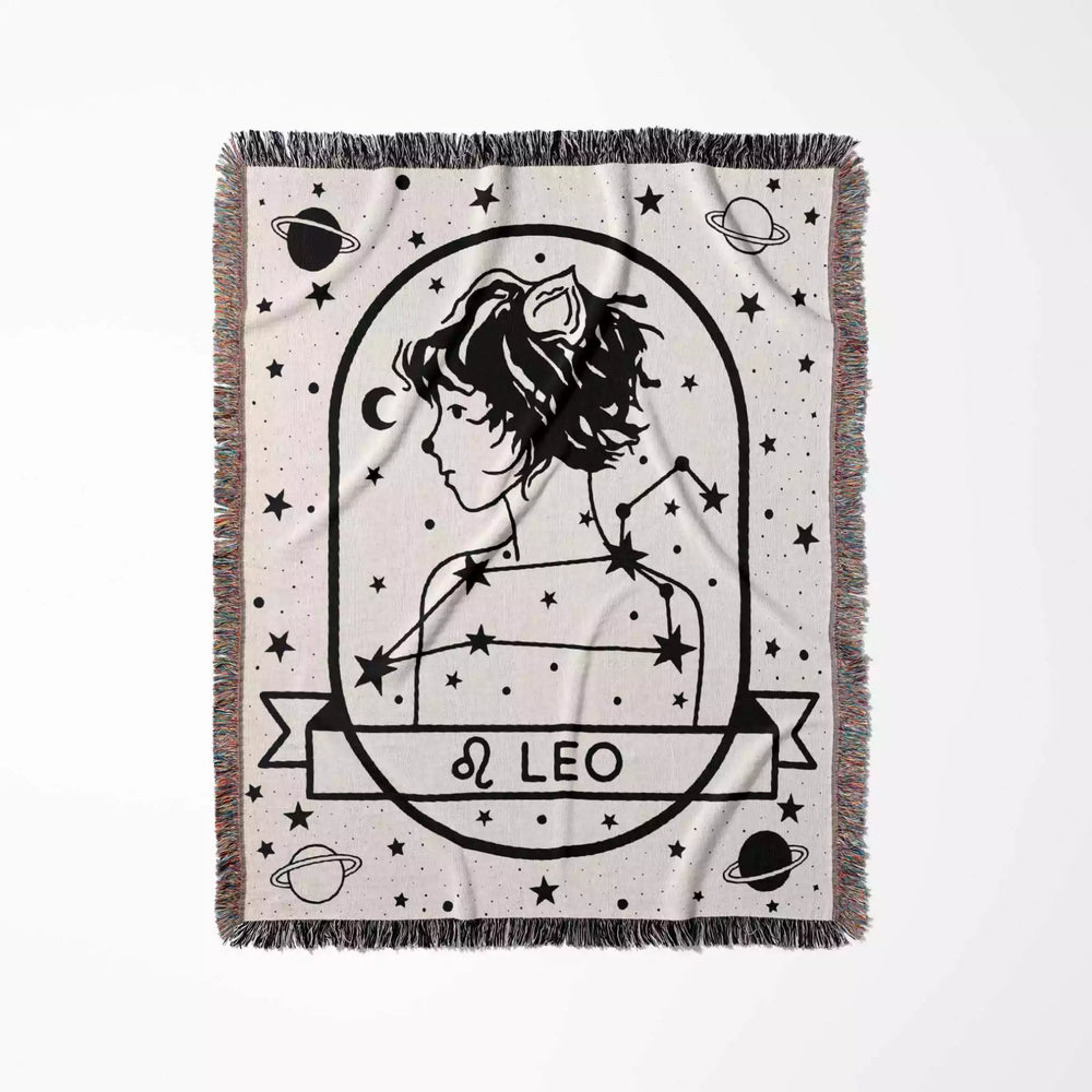 Leo Zodiac Sign Astrology Woman Woven Throw Blanket and Tapestry Blanket - DesignerOllie.com
