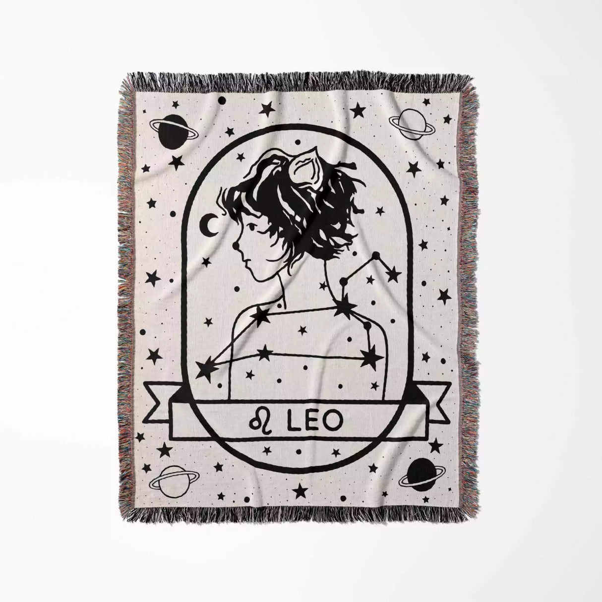 Leo Zodiac Sign Astrology Woman Woven Throw Blanket and Tapestry Blanket - DesignerOllie.com