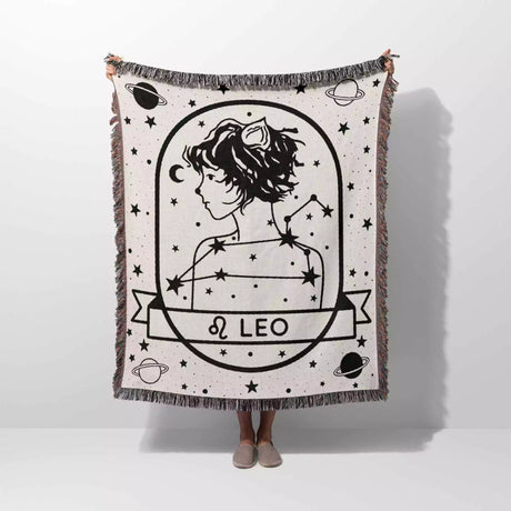 Leo Zodiac Sign Astrology Woman Woven Throw Blanket and Tapestry Blanket - DesignerOllie.com