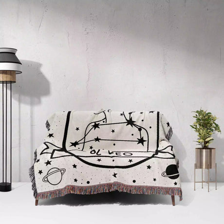 Leo Zodiac Sign Astrology Woman Woven Throw Blanket and Tapestry Blanket - DesignerOllie.com