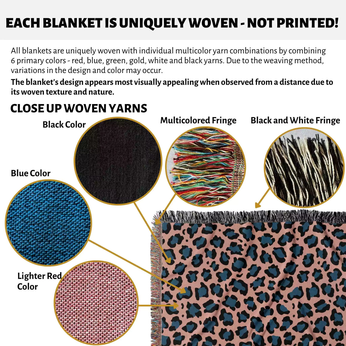 Leopard Animal Print Blue and Light Red Woven Throw Blanket and Tapestry - DesignerOllie.com