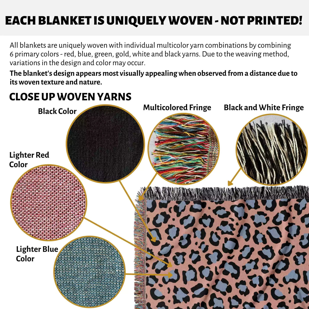 Leopard Animal Print Light Blue and Red Woven Throw Blanket and Tapestry - DesignerOllie.com