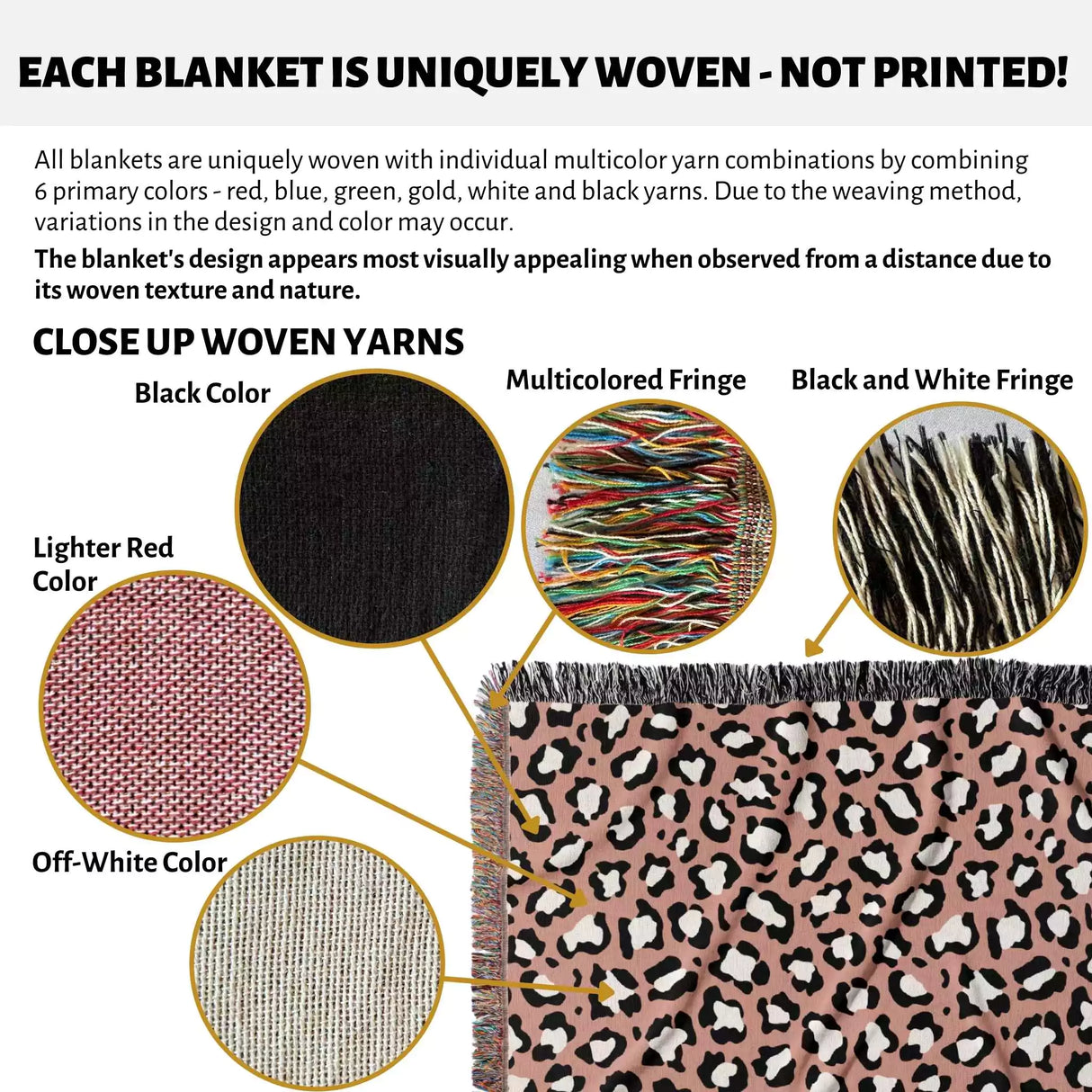 Leopard Animal Print Light Red Woven Throw Blanket and Tapestry - DesignerOllie.com