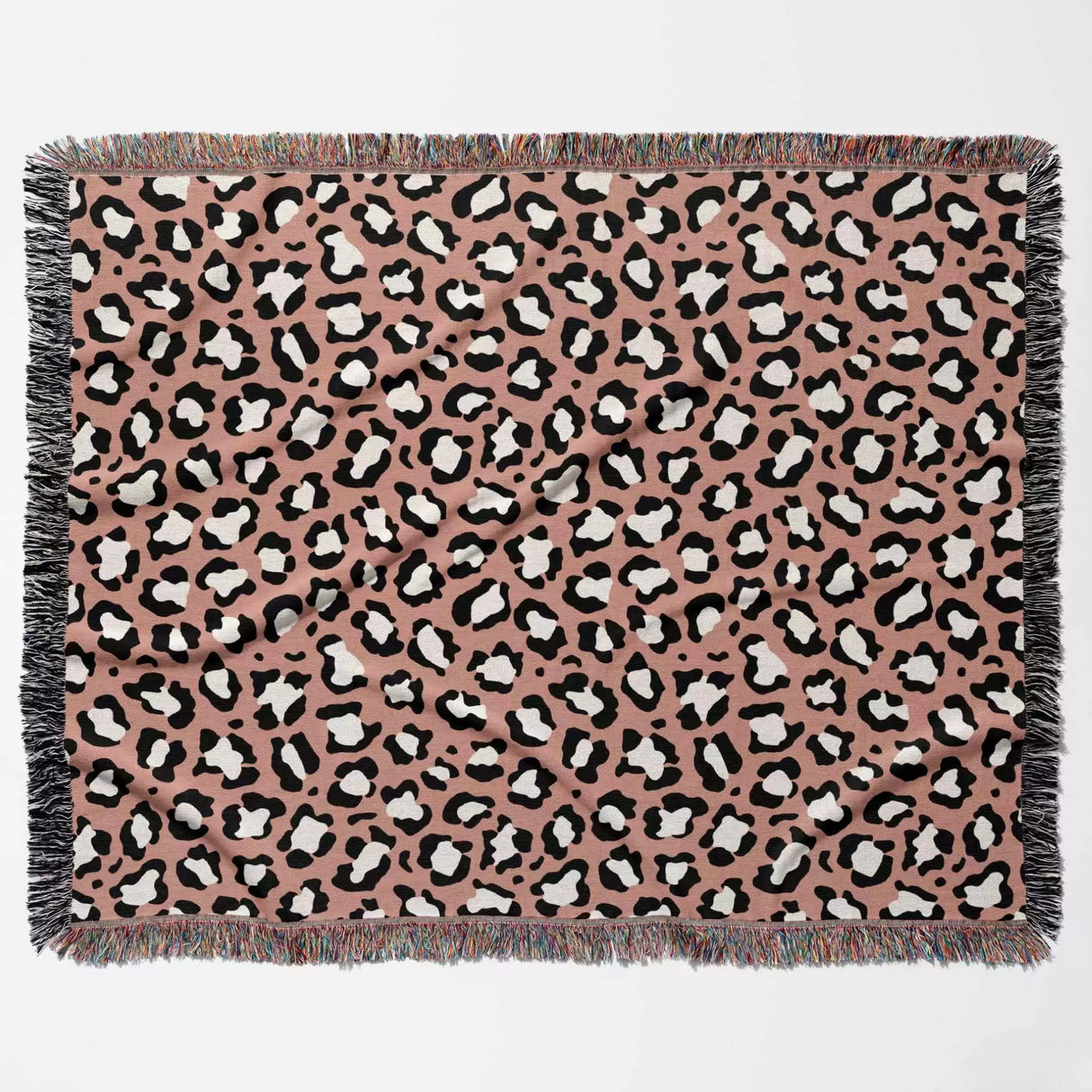 Leopard Animal Print Light Red Woven Throw Blanket and Tapestry - DesignerOllie.com