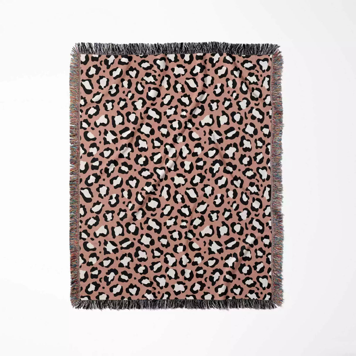 Leopard Animal Print Light Red Woven Throw Blanket and Tapestry - DesignerOllie.com