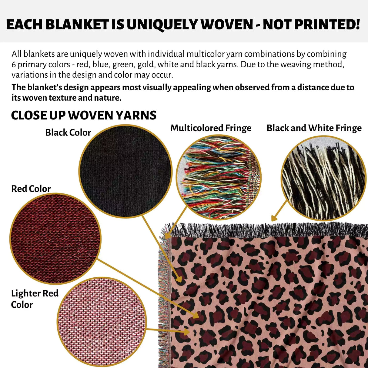 Leopard Animal Print Red and Light Red Woven Throw Blanket and Tapestry - DesignerOllie.com