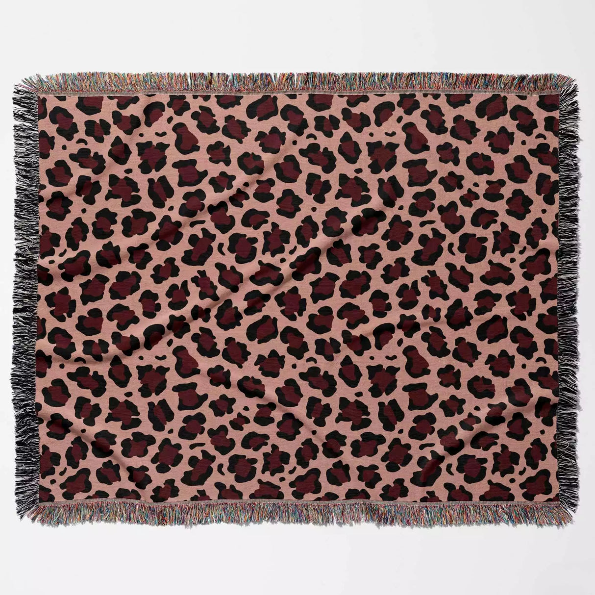 Leopard Animal Print Red and Light Red Woven Throw Blanket and Tapestry - DesignerOllie.com