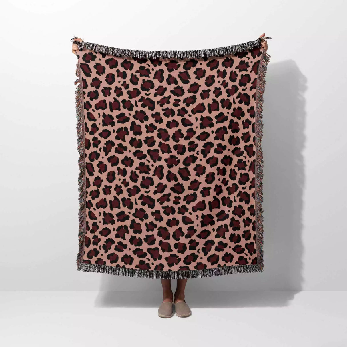 Leopard Animal Print Red and Light Red Woven Throw Blanket and Tapestry - DesignerOllie.com