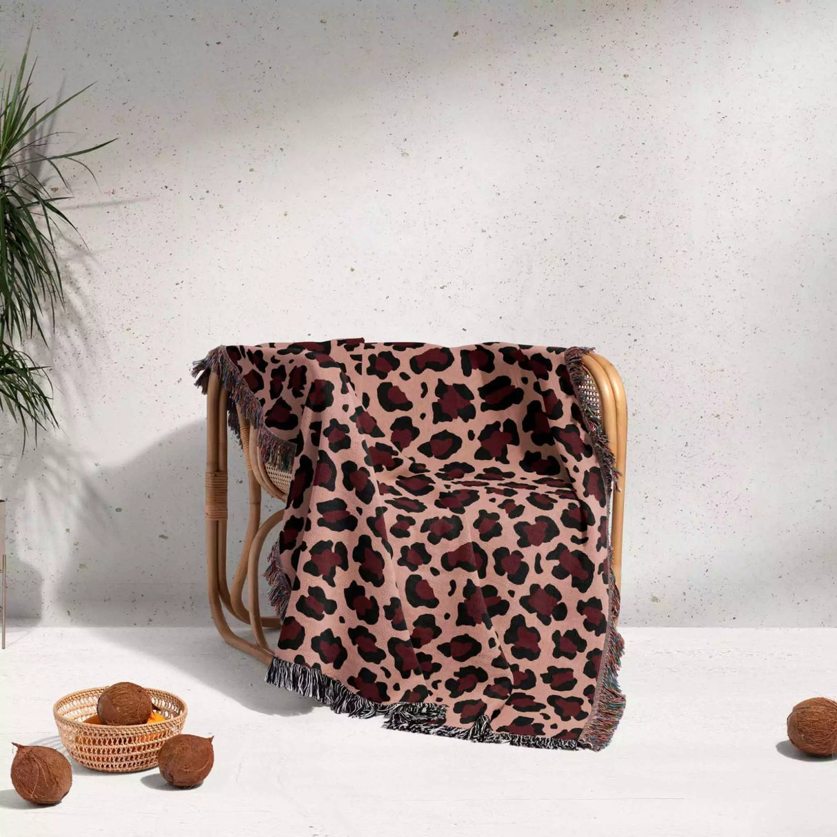 Leopard Animal Print Red and Light Red Woven Throw Blanket and Tapestry - DesignerOllie.com