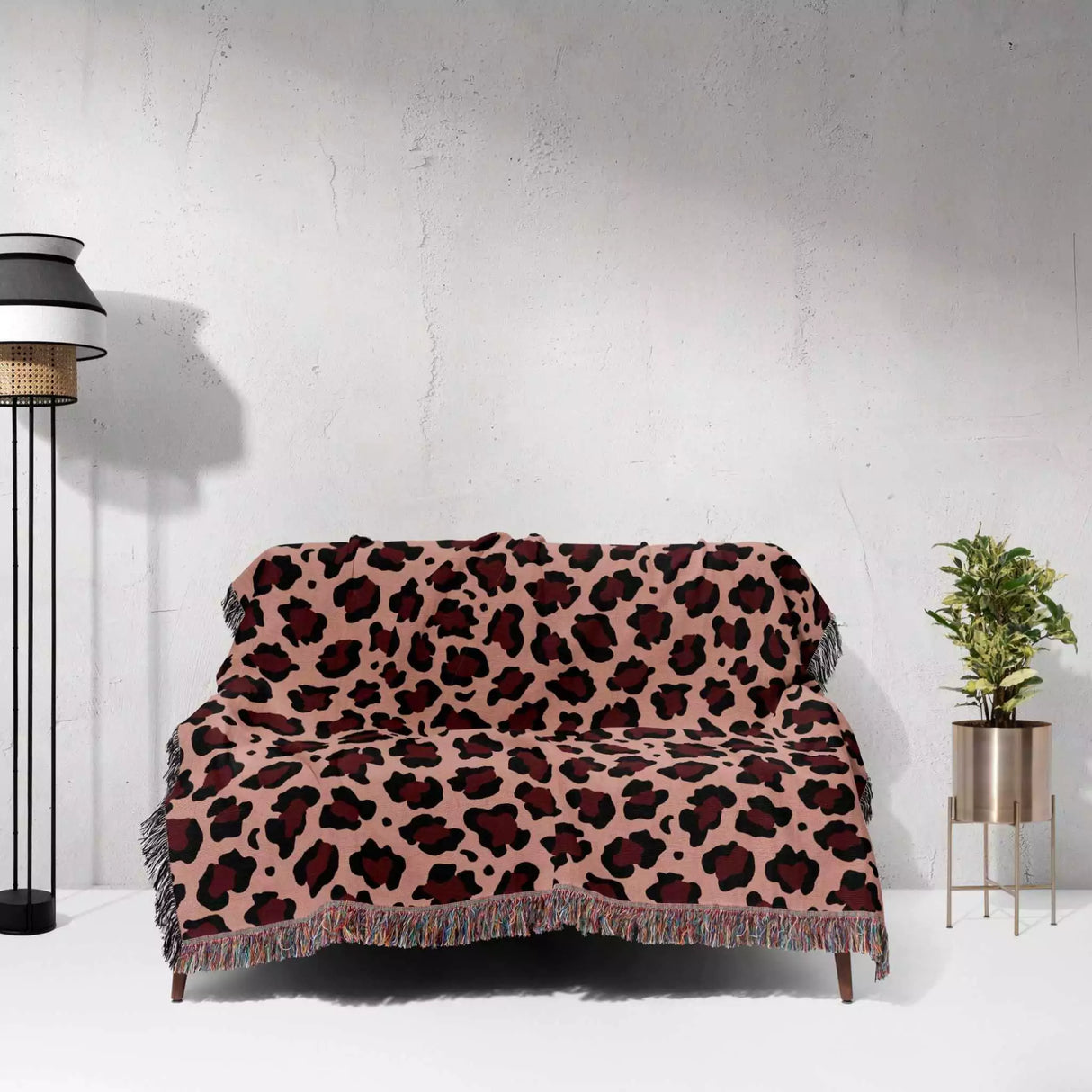 Leopard Animal Print Red and Light Red Woven Throw Blanket and Tapestry - DesignerOllie.com