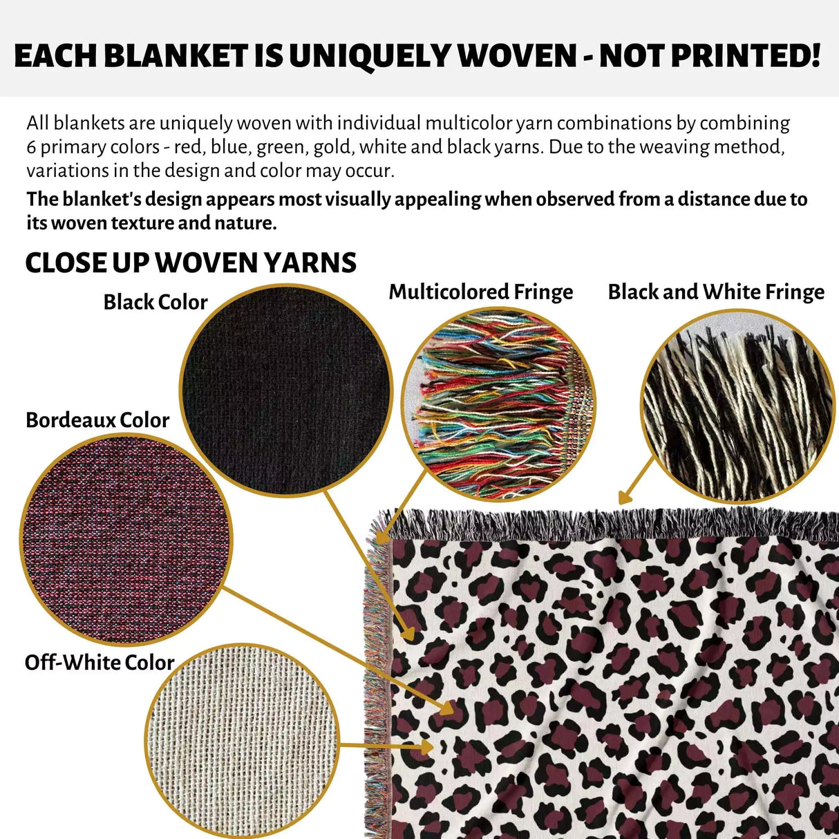 Leopard Print Black and Bordeaux Woven Throw Blanket and Tapestry - DesignerOllie.com