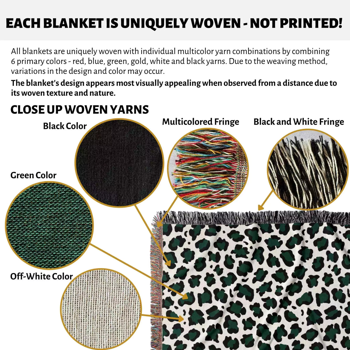 Leopard Print Black and Forest Green Woven Throw Blanket and Tapestry - DesignerOllie.com