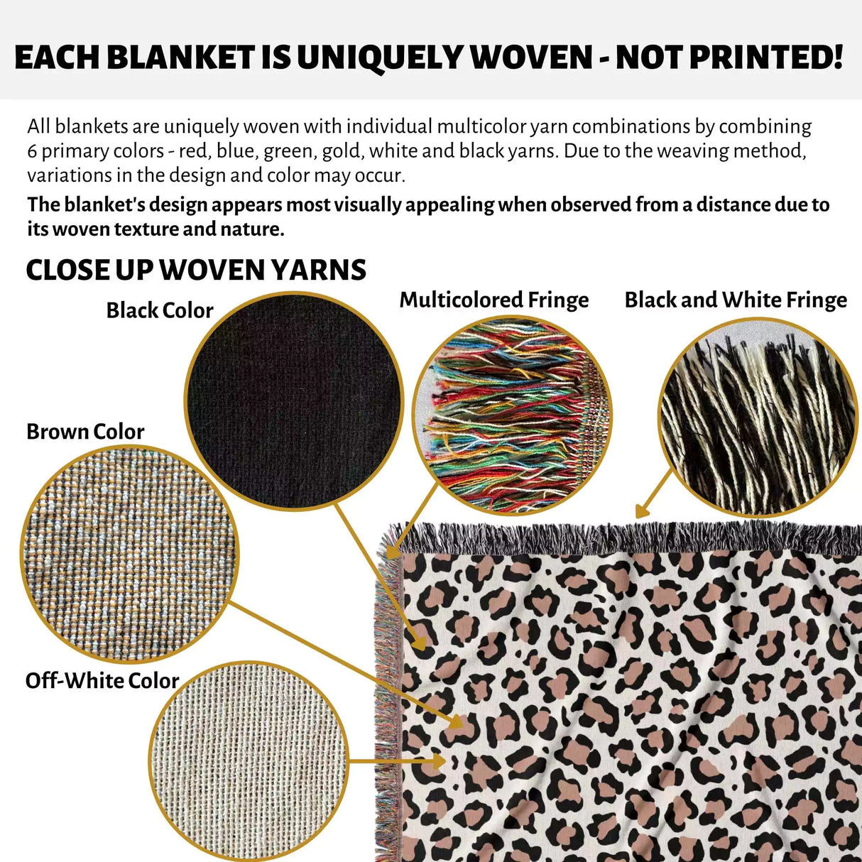 Leopard Print Black and Light Brown Woven Throw Blanket and Tapestry - DesignerOllie.com
