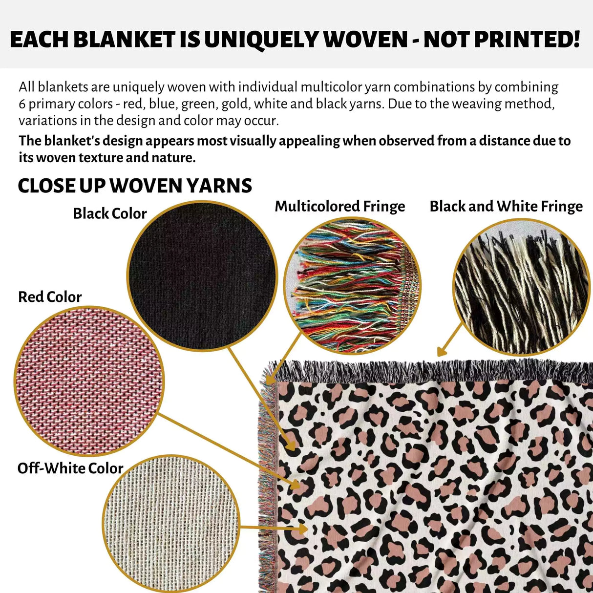 Leopard Print Black and Light Red Woven Throw Blanket and Tapestry - DesignerOllie.com