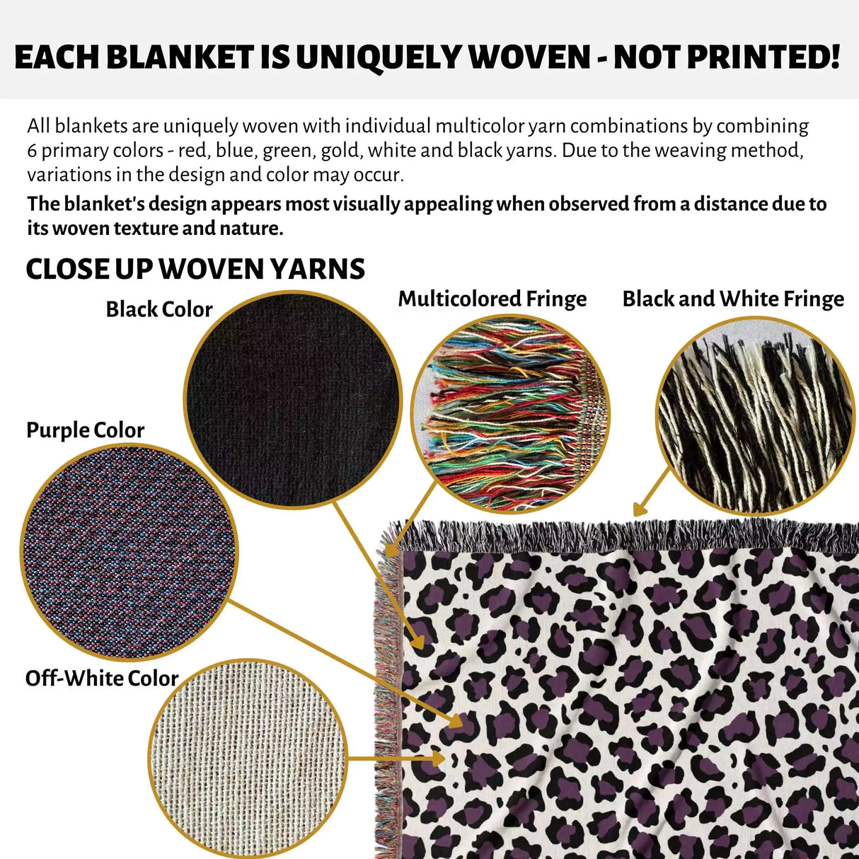 Leopard Print Black and Purple Woven Throw Blanket and Tapestry - DesignerOllie.com