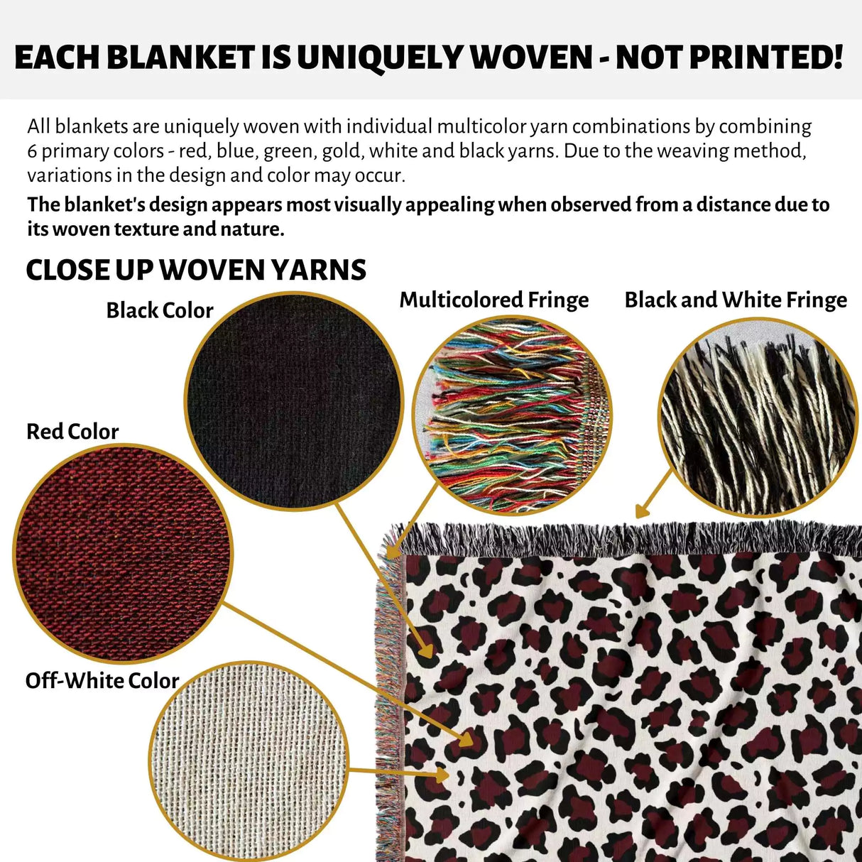 Leopard Print Black and Red Woven Throw Blanket and Tapestry - DesignerOllie.com