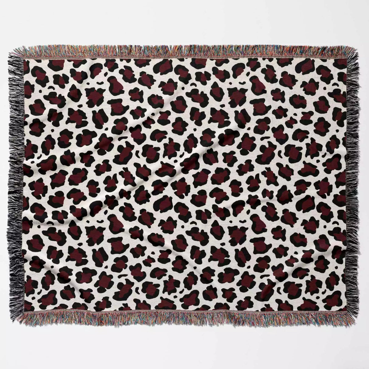 Leopard Print Black and Red Woven Throw Blanket and Tapestry - DesignerOllie.com