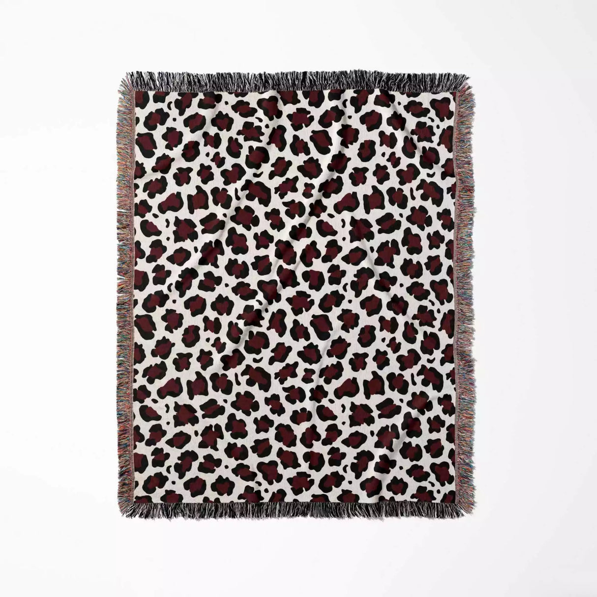 Leopard Print Black and Red Woven Throw Blanket and Tapestry - DesignerOllie.com