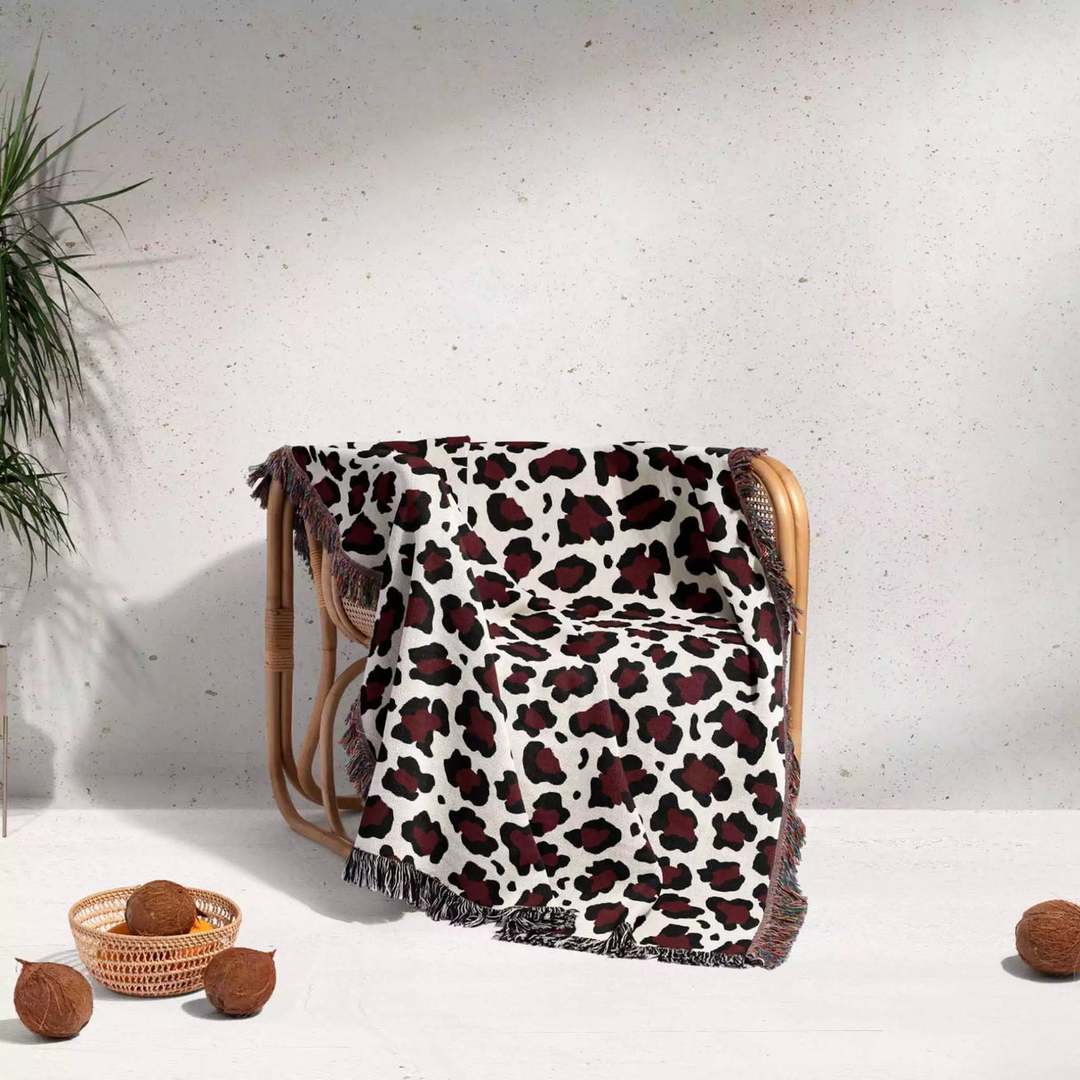 Leopard Print Black and Red Woven Throw Blanket and Tapestry - DesignerOllie.com