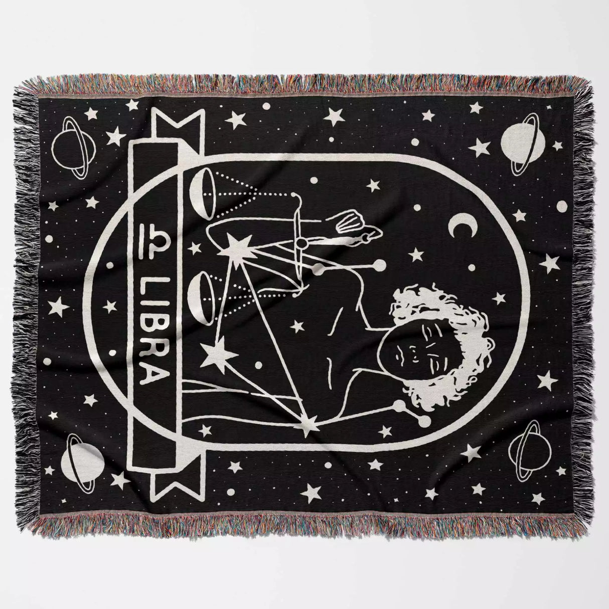 Libra Zodiac Sign Astrology Woman Woven Throw Blanket Tapestry - DesignerOllie.com